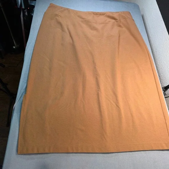 Nine West Womens XXL Camel Brown Stretch Ponte Knit Midi Pencil Skirt RN73277 - Picture 2 of 7